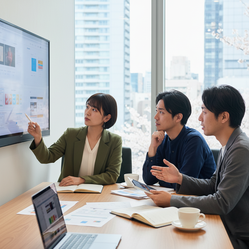 Reviewing a website on a laptop